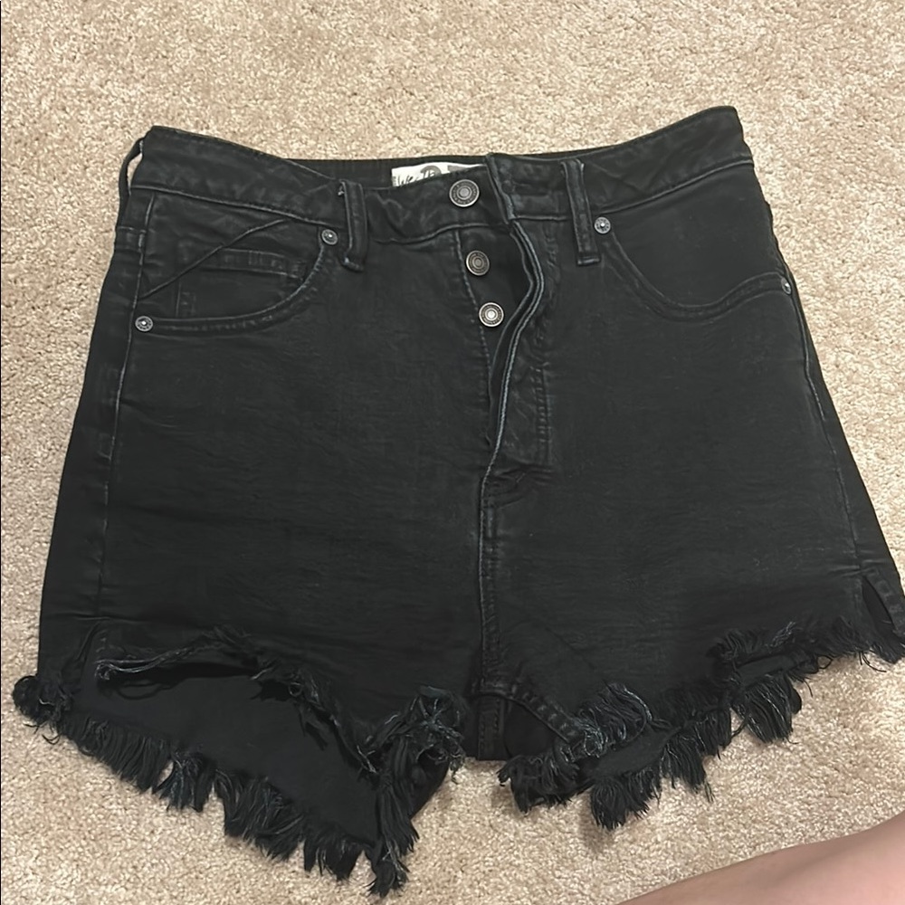 Free people black denim shorts